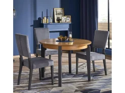 Silla con patas de madera gris y tela gris Cox II