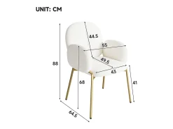 Silla con patas de metal dorado - Tela Teddy Beige