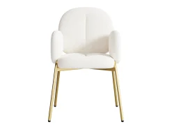 Silla con patas de metal dorado - Tela Teddy Beige