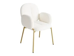 Silla con patas de metal dorado - Tela Teddy Beige