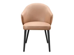 Silla con reposabrazos de piel y metal negro - Camel - MIBELLY de Maison Céphy