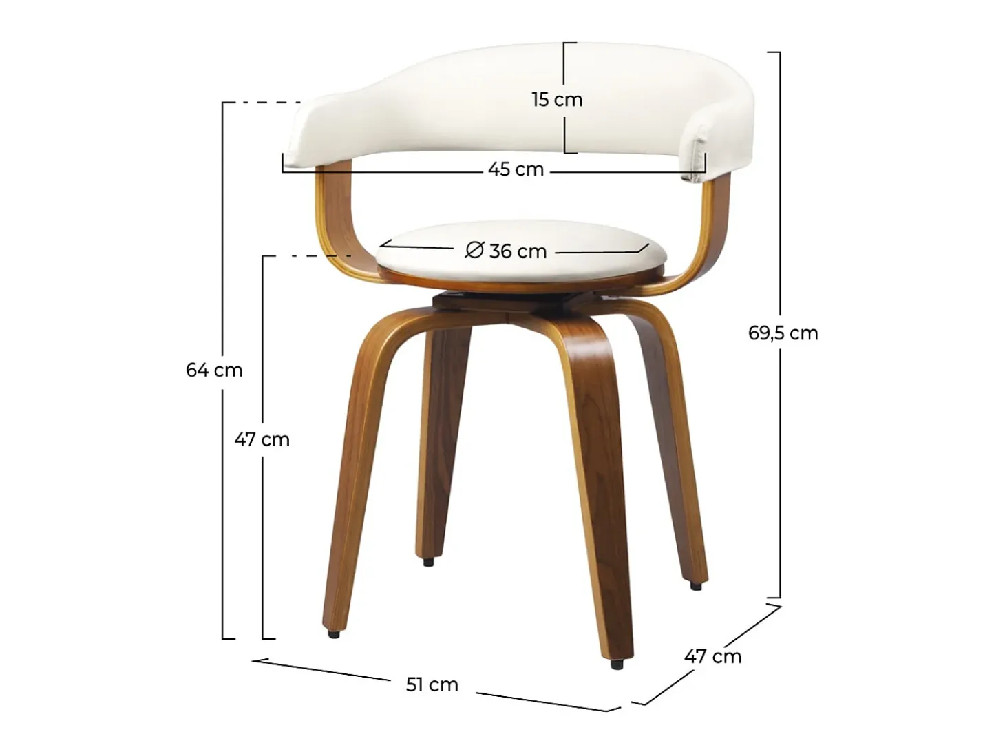 Silla con reposabrazos de cuero artificial blanco - Harold