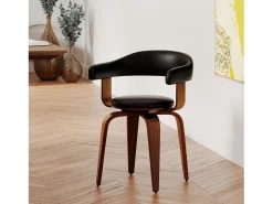 Silla con reposabrazos de cuero sintético negro - Harold