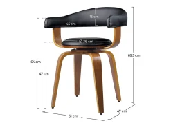 Silla con reposabrazos de cuero sintético negro - Harold
