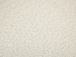Silla con reposabrazos en tela bouclé y madera de hevea - Blanco y natural - LIVELIA