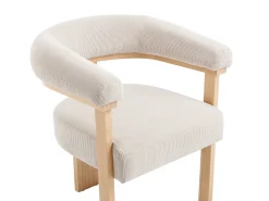 Silla con reposabrazos en pana y madera de hevea natural - Beige - LIVELIA de Pascal MORABITO