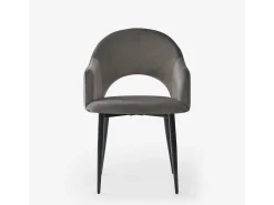 Silla con reposabrazos moderna de terciopelo para salón-comedor y cocina Rozan - Beige