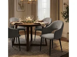 Silla con reposabrazos moderna de terciopelo para salón-comedor y cocina Rozan - Beige