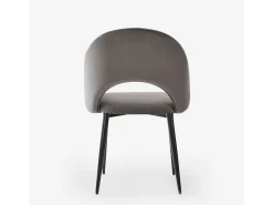 Silla con reposabrazos moderna de terciopelo para salón-comedor y cocina Rozan - Beige
