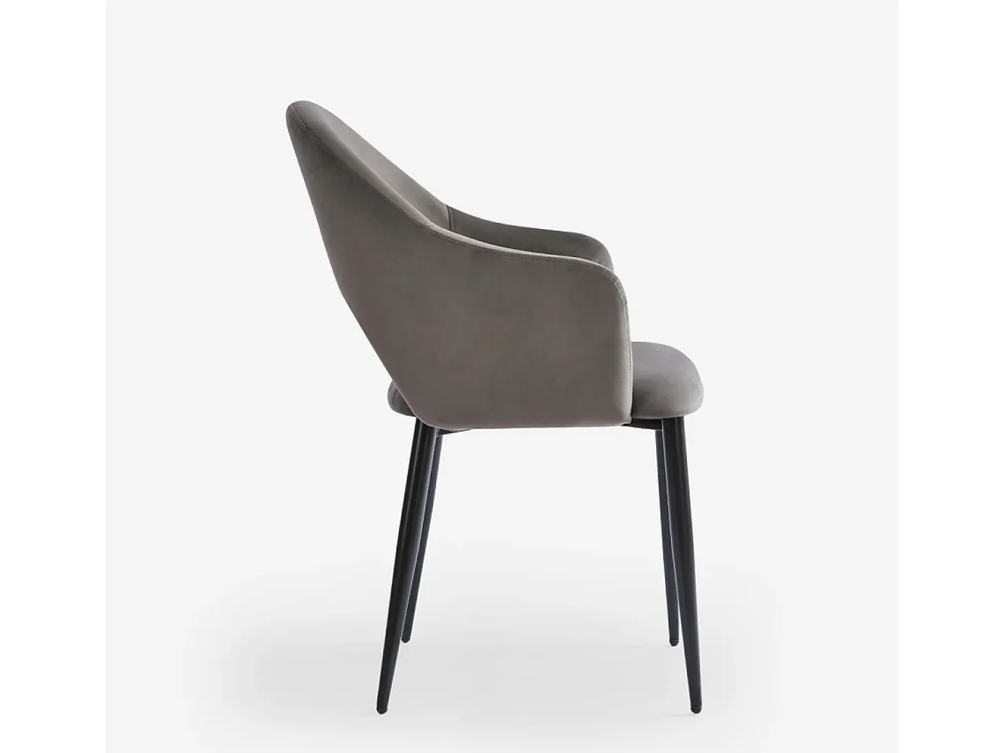 Silla con reposabrazos moderna de terciopelo para salón-comedor y cocina Rozan - Beige