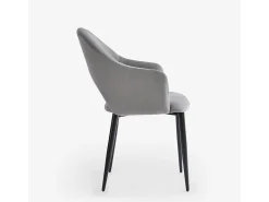 Silla con reposabrazos moderna de terciopelo para salón-comedor y cocina Rozan - Gris