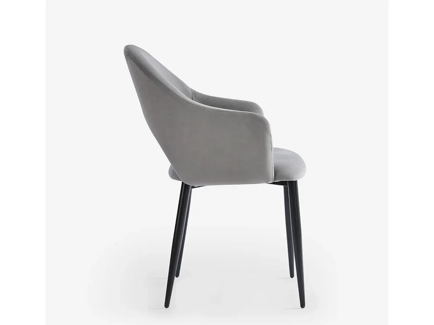 Silla con reposabrazos moderna de terciopelo para salón-comedor y cocina Rozan - Gris