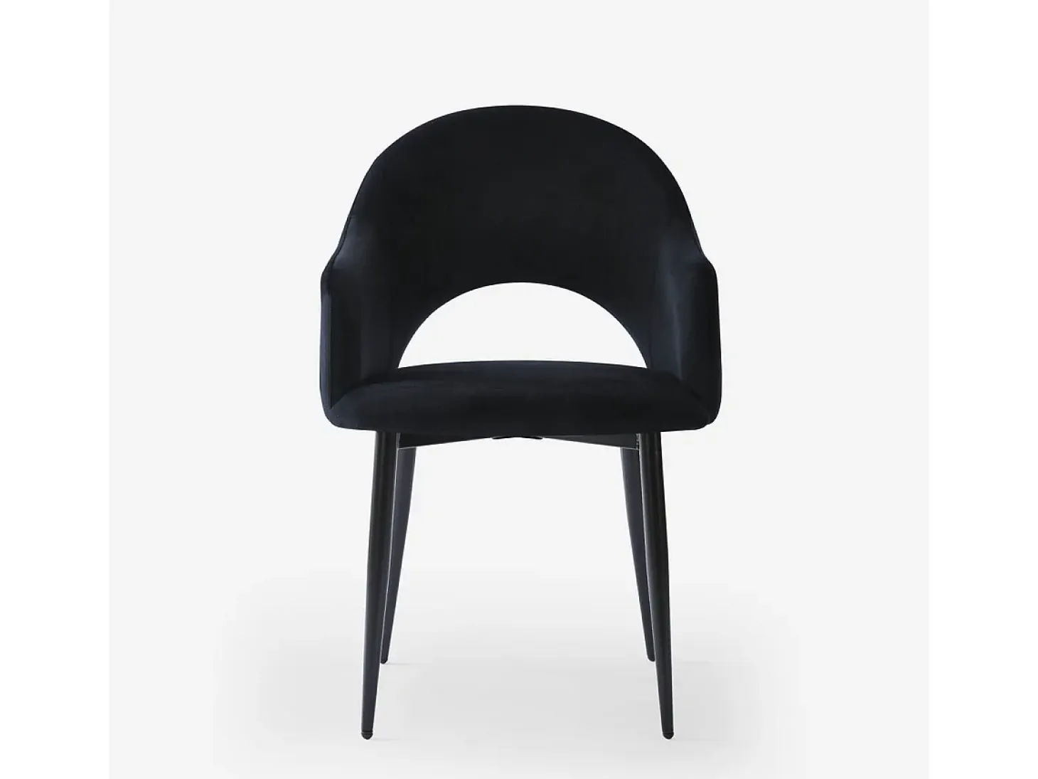 Silla con reposabrazos moderna de terciopelo para salón-comedor y cocina Rozan - Negro