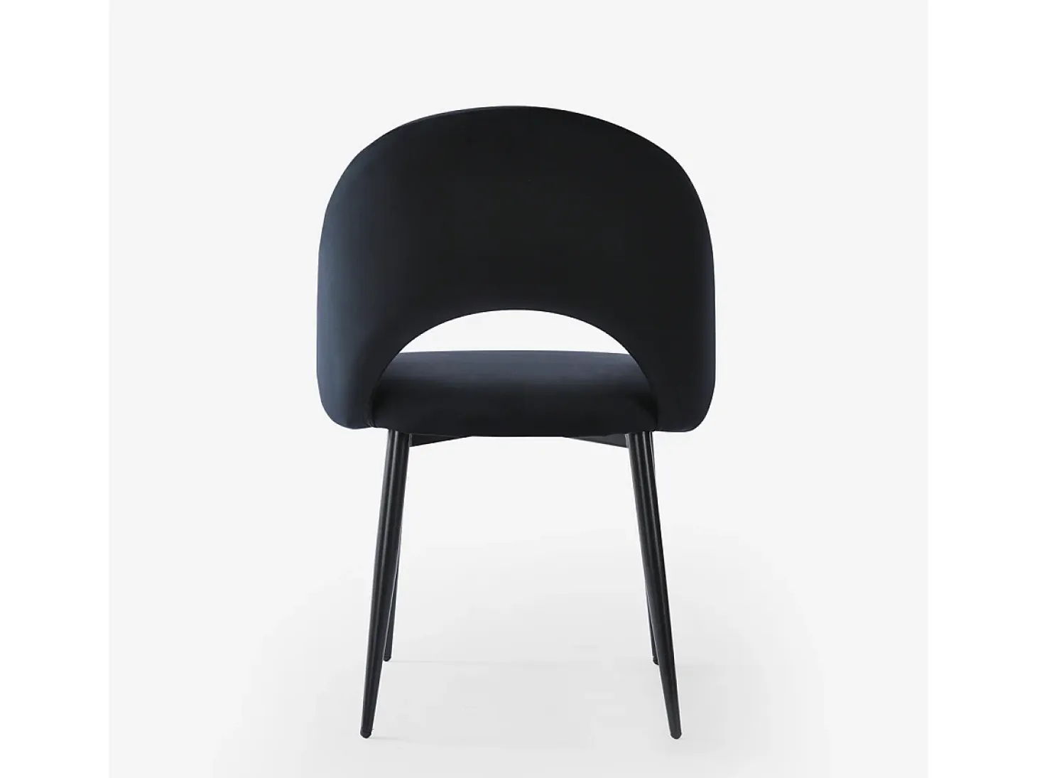Silla con reposabrazos moderna de terciopelo para salón-comedor y cocina Rozan - Negro