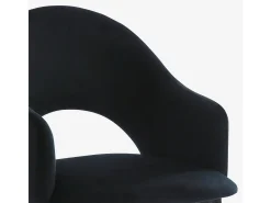 Silla con reposabrazos moderna de terciopelo para salón-comedor y cocina Rozan - Negro