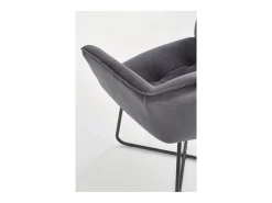 Silla contemporánea de terciopelo gris con base de diseño PLATINUM de acero negro