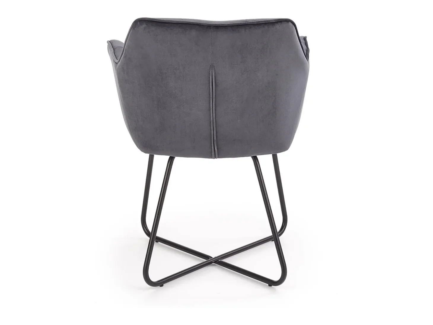 Silla contemporánea de terciopelo gris con base de diseño PLATINUM de acero negro