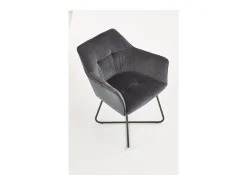 Silla contemporánea de terciopelo gris con base de diseño PLATINUM de acero negro