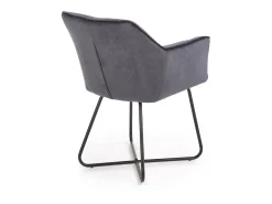 Silla contemporánea de terciopelo gris con base de diseño PLATINUM de acero negro