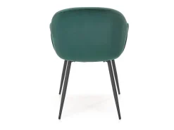 Silla contemporánea de terciopelo verde con brazos y patas de metal negro DOVE