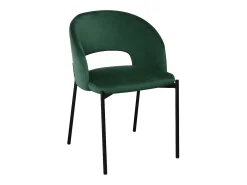 Silla contemporánea de terciopelo verde con patas de metal negro FERGIE