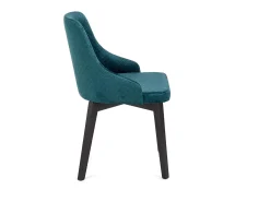 Silla contemporánea de terciopelo verde oscuro con patas de madera maciza LENNY