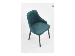 Silla contemporánea de terciopelo verde oscuro con patas de madera maciza LENNY