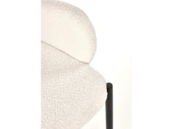 Silla contemporánea en tejido bouclé crema con brazos y patas de metal negro HORN