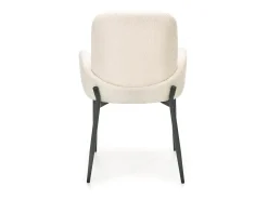 Silla contemporánea en tejido bouclé crema con brazos y patas de metal negro HORN