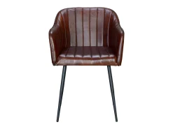 Silla cuero natural con patas de metal color marrón