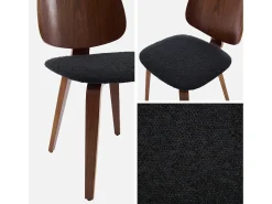 Silla curvada de madera y borreguito, set de 2 negro