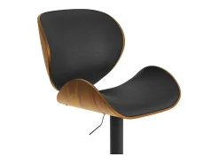 Silla de bar ajustable 63/84 cm en cuero artificial negro - Baudoin