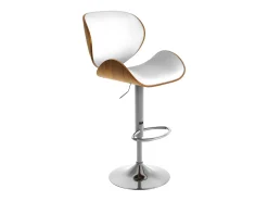 Silla de bar ajustable 63/84 cm en piel artificial blanca - Baudoin