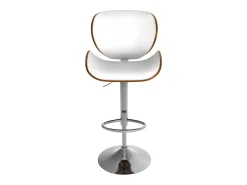 Silla de bar ajustable 63/84 cm en piel artificial blanca - Baudoin