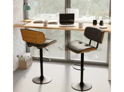 Silla de bar ajustable 65/86 cm en piel sintética negra - Melchior