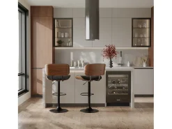 Silla de bar ajustable 65/86 cm en piel sintética negra - Melchior