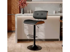 Silla de bar ajustable 65/86 cm en piel sintética negra - Melchior