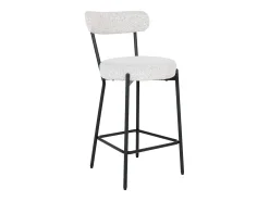 Silla de bar BADALONA en rizo y metal - Altura asiento 65 cm-Color Blanco