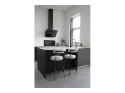 Silla de bar BADALONA en rizo y metal - Altura asiento 65 cm-Color Blanco