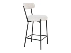 Silla de bar BADALONA en rizo y metal - Altura asiento 65 cm-Color Blanco