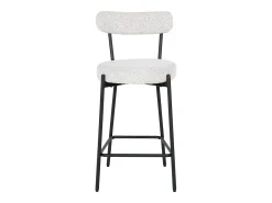 Silla de bar BADALONA en rizo y metal - Altura asiento 65 cm-Color Blanco