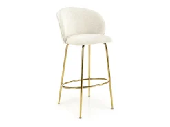 Silla de bar de diseño color crema con estructura de metal dorado Rodéo