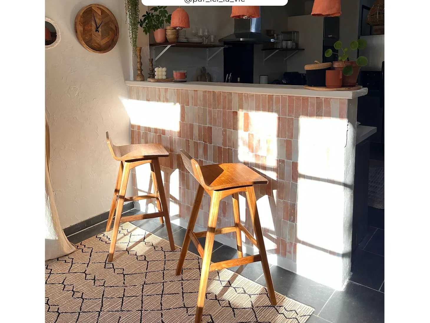 Silla de bar de madera de teca 72,5 cm - Greta