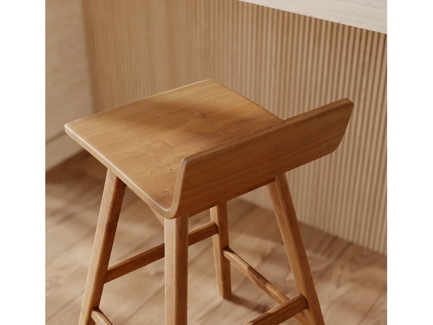 Silla de bar de madera de teca 72,5 cm - Greta