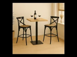 Silla de bar de madera maciza y rejilla L50 cm - BISTROT