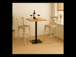 Silla de bar de madera maciza y rejilla L50 cm - BISTROT