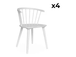 Silla de bar de madera, set de 4 blanco