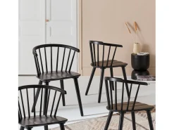 Silla de bar de madera, set de 4 negro