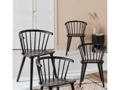 Silla de bar de madera, set de 4 negro
