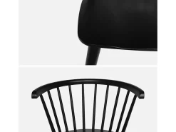 Silla de bar de madera, set de 4 negro